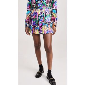 Sergio Hudson Rainbow Logo Print Pleated Mini Skirt NWT Size 0